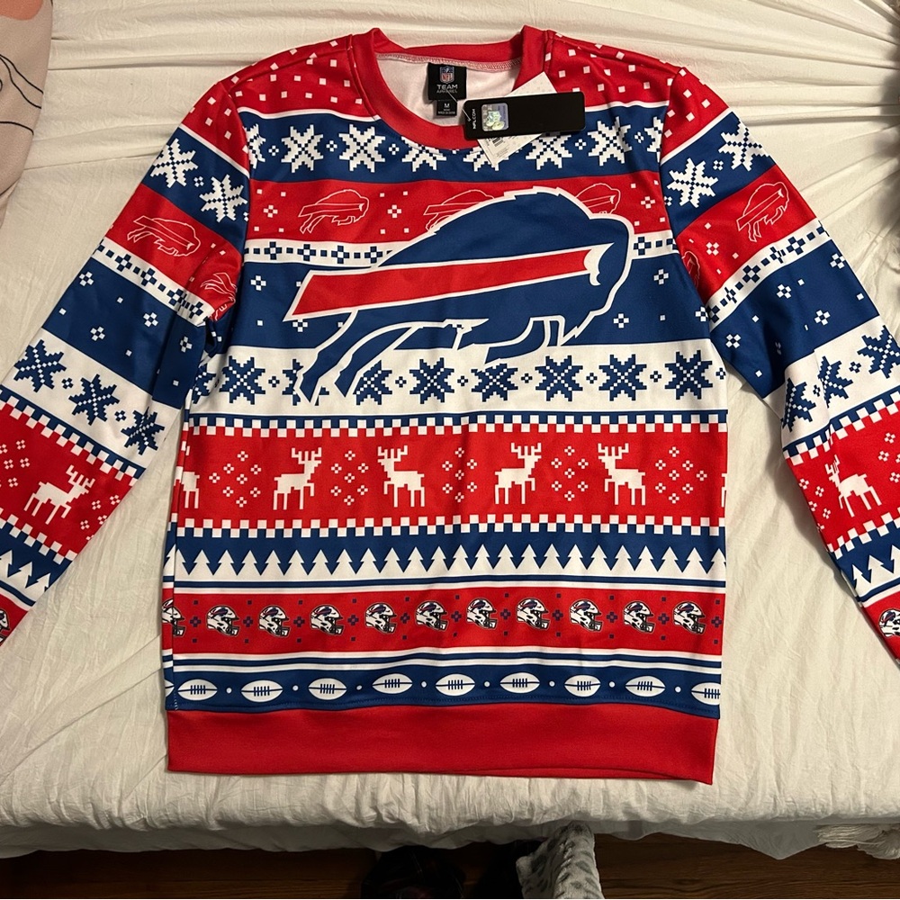 Buffalo David Bitton Festive Red and Blue Crewneck Sweater